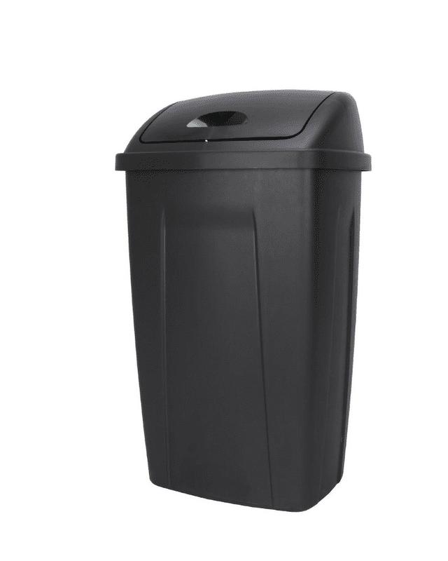 Large 13-Gallon Kitchen Trash Can – Black Plastic Design