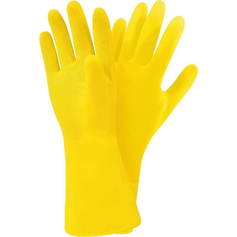 3 Pack Yellow Cleaning Gloves, Professional Natural Rubber Latex Gloves, 3 Pairs(Creative Life Pavilion)