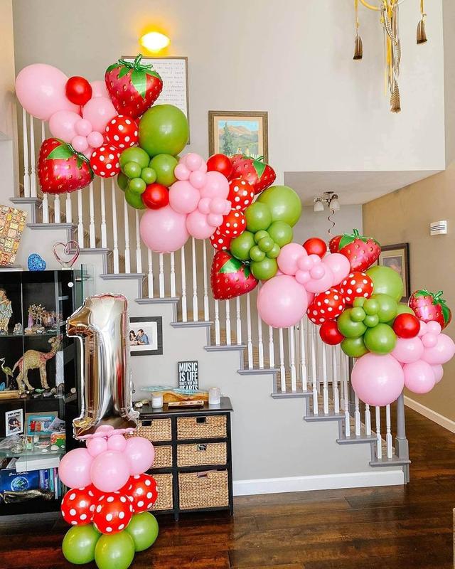 6 Pack Gaint Strawberry Balloons 23 Inch Cute Strawberry Balloons for Cute Berry Birthday Party First Birthday Party Decorations