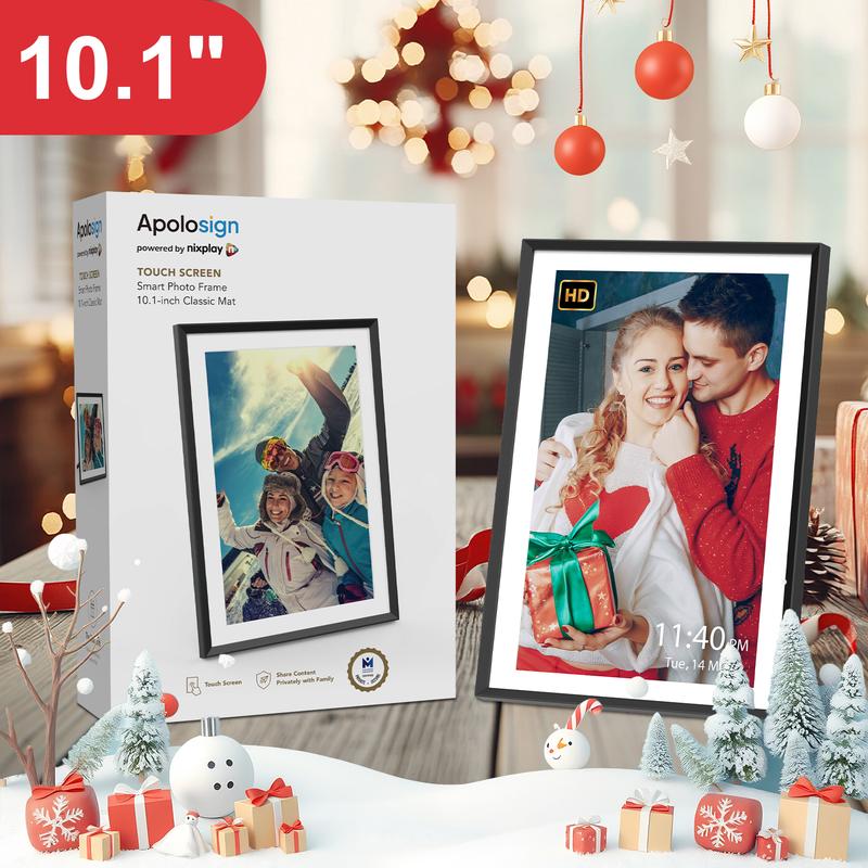 10.1 inch Nixplay Digital Picture Frame WiFi Video Picture Decor Frame, Desktop, Wall Mountable,Touch Screen Display, Support Alexa Google Photos, With 32GB Storage, Auto Rotate, Smart Electronic Picture Frame Christmas Gifts for Friends, Family