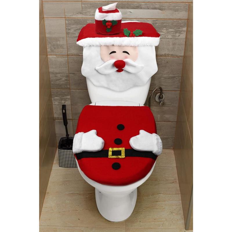 Christmas Decorations Indoor Home Decor,4Pcs Xmas Santa Toilet Seat Cover and Towel,Christmas Decorations Clearance,Christmas Decorations for Home Box Set