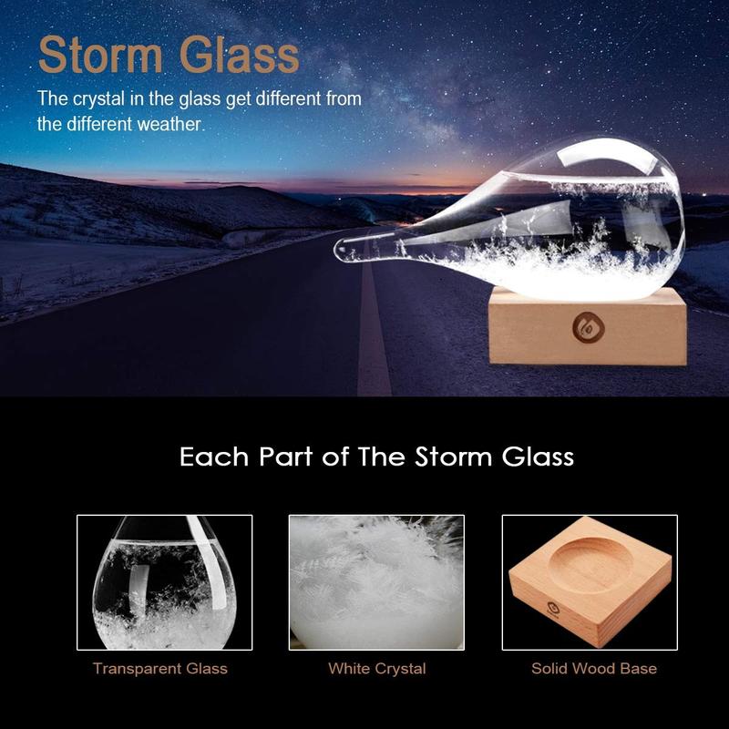 Storm Glass Weather Forecast Bottle,Snow Globe Barometer Bottle, Water Drop Weather Forecast Bottle, Home and Office Decorative Glass Bottles,  Gifts for Her (S)