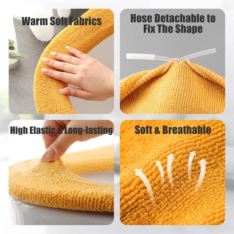 5 Pack Thicker Bathroom Toilet Seat Cover Pads- Soft Warmer Toilet Seat Cushion Cover Stretchable Washable Fiber Cloth, Easy Installation Comfortable Toilet Lid Seat Cover(Knitted Style)