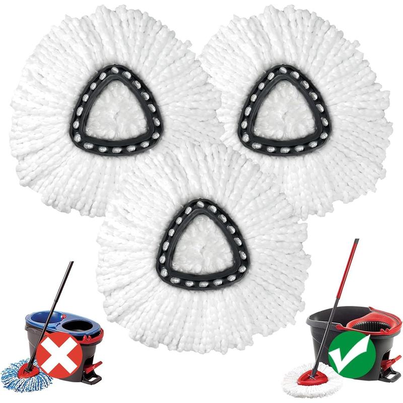 Mop Head Replacement, 3 Pack Spin Mop Refill Replace Head Compatible for Ocedar Easywring 1-Tank System, Great Cleaning Power, Microfiber, Helper for Housework, Machine Washable and Easy-to-Replace