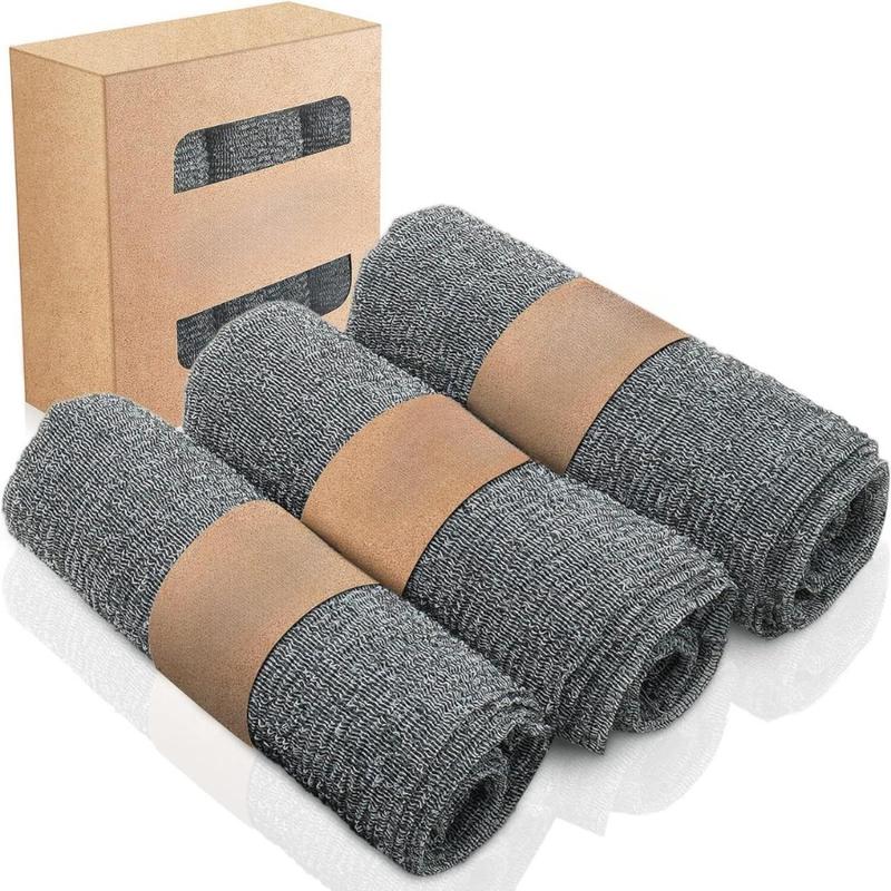 Exfoliating Washcloth Towel [3 Pack], Japanese Exfoliating Bath Wash Cloth for Body Exfoliation, Korean Back Scrubber Washer for Shower, African Net Sponge Brush Loofah Exfoliator (Gray)(Creative Life Pavilion) Accessories