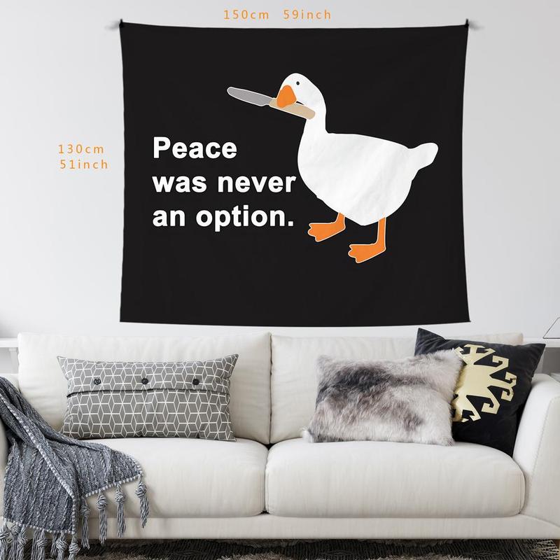 Cartoon Goose & Letter Print Tapestry, 1 Count Creative Animals Pattern Hanging Cloth for Home Decor, Multi-purpose Background Cloth, Wall Decor, Back to School