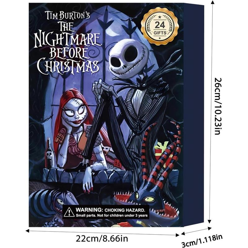 Halloween Advent Calendar 2024, Nightmare Before Christmas Advent Calendar, Halloween Horror Movie Figures Advent Atmosphere Ghost Countdown Calendar Toy Blind Box, Contains 24 Gifts