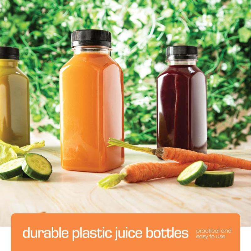 8oz Plastic Bottles With Caps - 12 Pack Plastic Juice Bottles For Juicing - Empty Juice Containers With Lids For Fridge -  Clear Mini Reusable Bottles With Lids - drink container