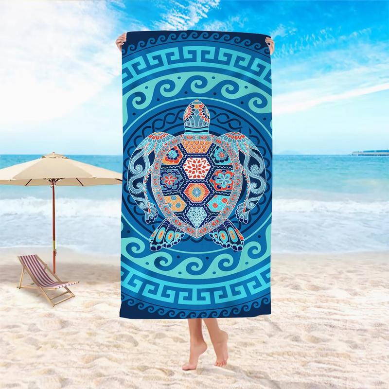 Sea Turtle Print Beach Towel, 1 Count Lightweight Soft Bath Towel, Travel Towel for Men & Women, Beach Towel, Swimming Towel, Yoga Studio Towel