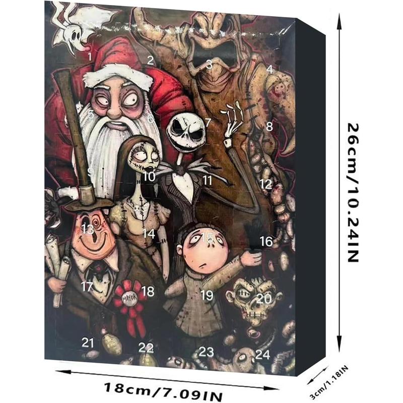 Halloween Advent Calendar 2024, Nightmare Before Christmas Advent Calendar, Halloween Horror Movie Figures Advent Atmosphere Ghost Countdown Calendar Toy Blind Box, Contains 24 Gifts