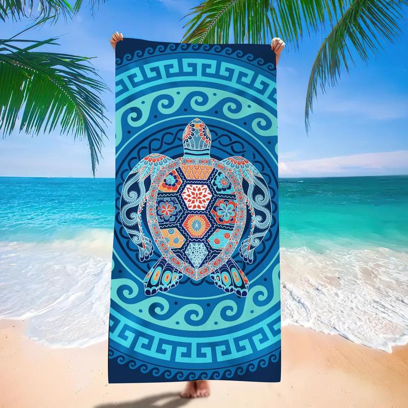 Sea Turtle Print Beach Towel, 1 Count Lightweight Soft Bath Towel, Travel Towel for Men & Women, Beach Towel, Swimming Towel, Yoga Studio Towel