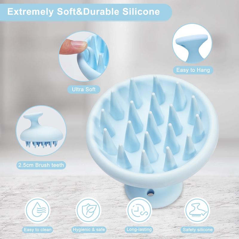 Silicone Scalp Massager Shampoo Brush - Head Scrubber with Soft Bristles for Hair Growth, Deep Clean Dandruff Removal - Shower Hair Brush Wet & Dry Use, Blue Accessories Silicone Shower