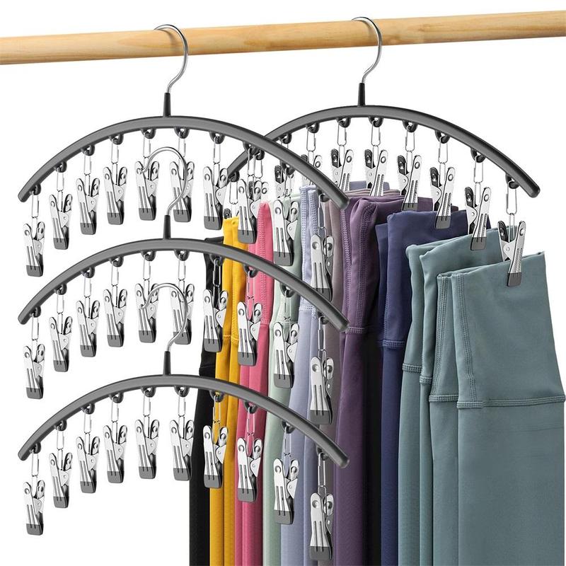 Space Saving Clothes & Pants Hanger, 2 Counts Multi-functional Windproof Drying Hanger with Clip, Hanging Storage Closet Organizer for Hat & Jeans & Scarves