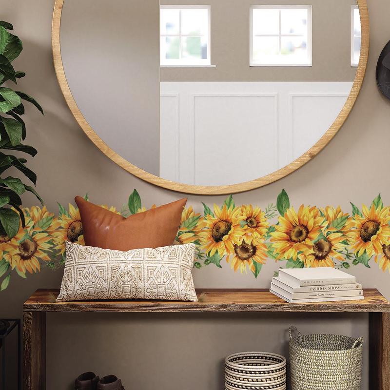 Sunflower Pattern Wall Sticker, 2 Counts set Peel & Stick Wall Decal, Wall Decor for Home Living Room Bedroom, Home Decor Supplies