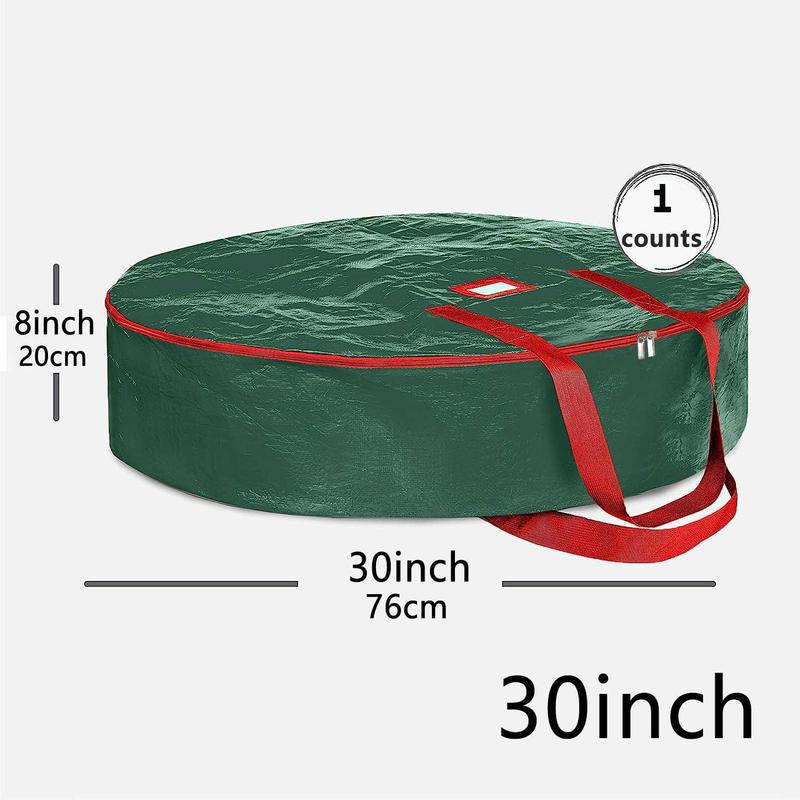 Christmas Wreath Storage Bag, 1 Count Large Wreath Storage Container with Double Zippers and Handles, Suitable for Indoor & Outdoor