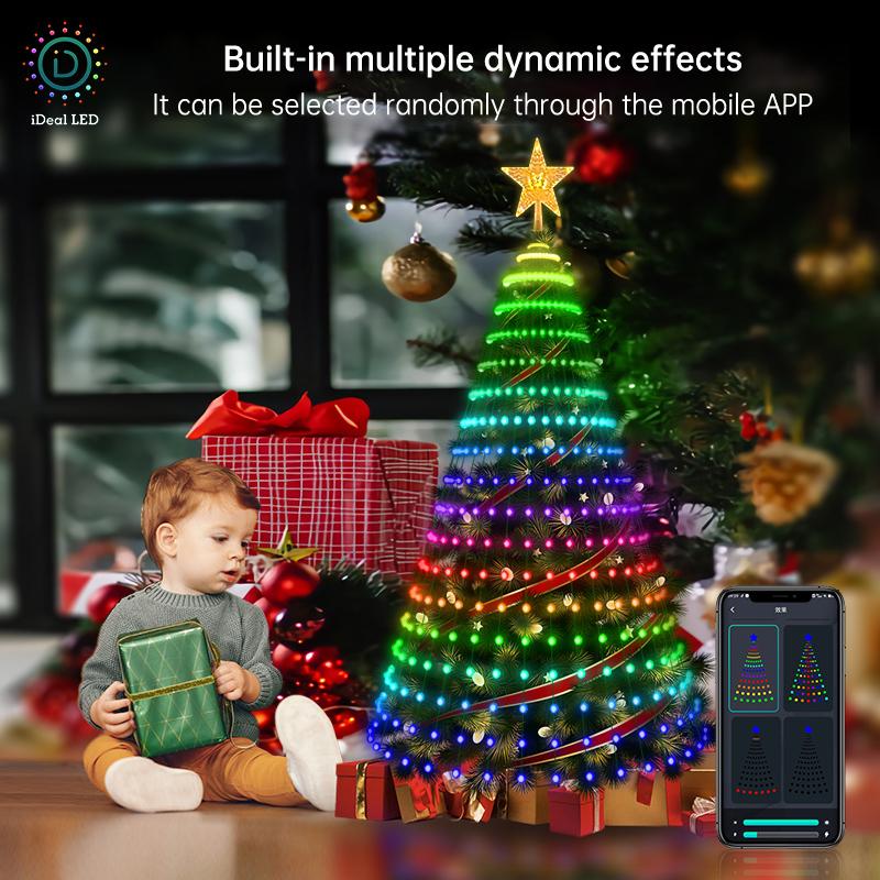 APP Smart Christmas Tree Lights - 400 LEDs with Remote & App Control - Music Sync Green Wire - Indoor Outdoor - Multicolor & Warm White - 6Ft Height