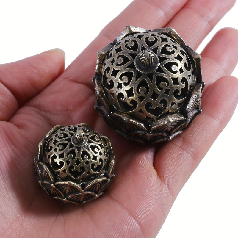 Hollow Lotus Design Incense Burner, 1 Count Vintage Incense Burner, Desktop Decorative Candle Holder for Home Office, Home Decor Supplies