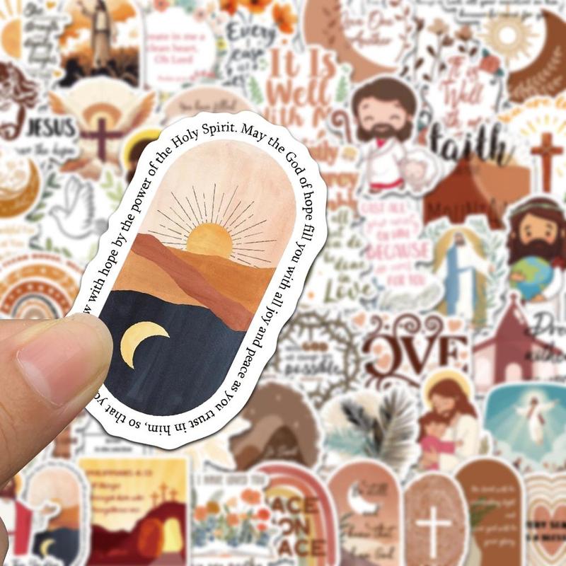 Religious Themed Sticker, 50pcs set Self Adhesive Decorative Stickers, DIY Decals for Water Bottle, Laptop, Phone Case, Scrapbooking, Journal Making