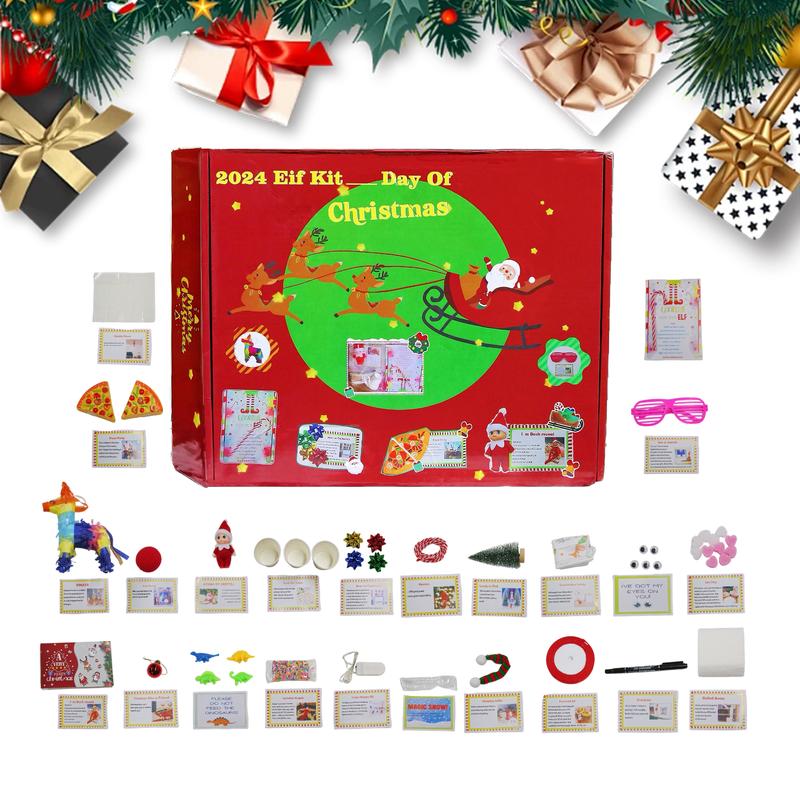 2024 Elf Kit:24-Day Activity Kit, Advent Calendar Gift Set，Countdown with Surprises ,Christmas Countdown Gift Set Decor, Christmas Activities