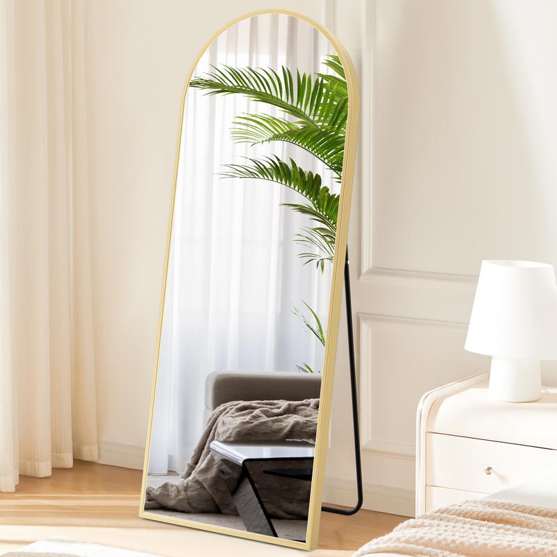 SweetDreamy House Full Length Mirror Body Mirror Floor Standing Mirror Hanging or Leaning Against Wall, Wall Mirror with Stand Aluminum Alloy Thin Frame for Living Room Bedroom Cloakroom Decor