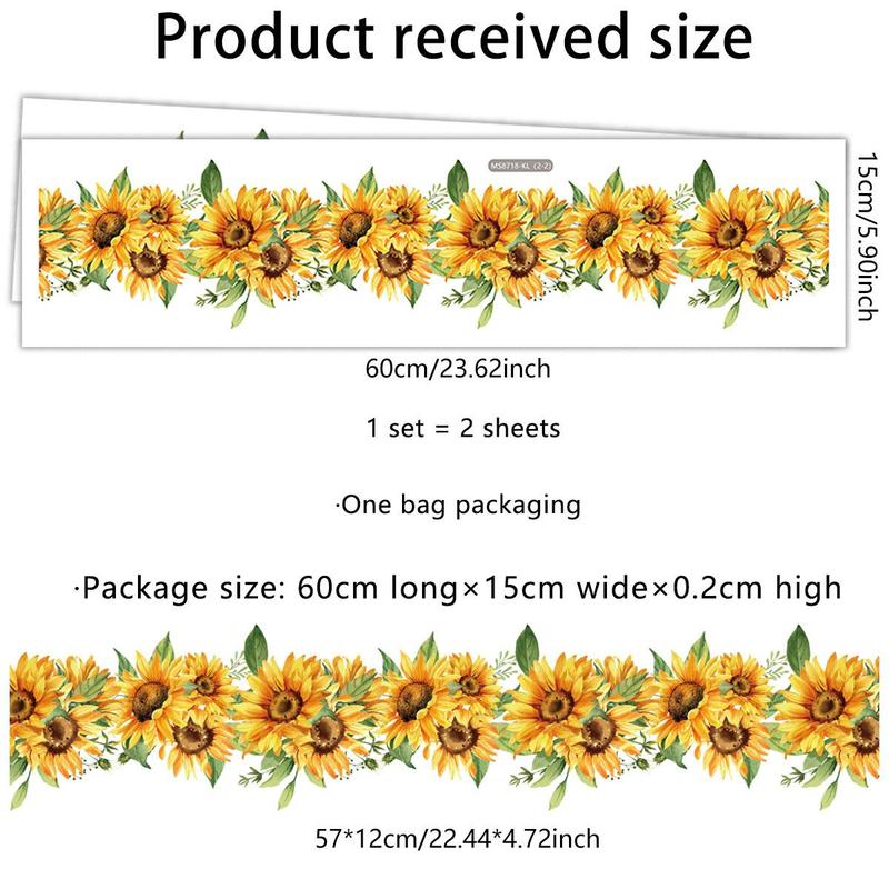 Sunflower Pattern Wall Sticker, 2 Counts set Peel & Stick Wall Decal, Wall Decor for Home Living Room Bedroom, Home Decor Supplies