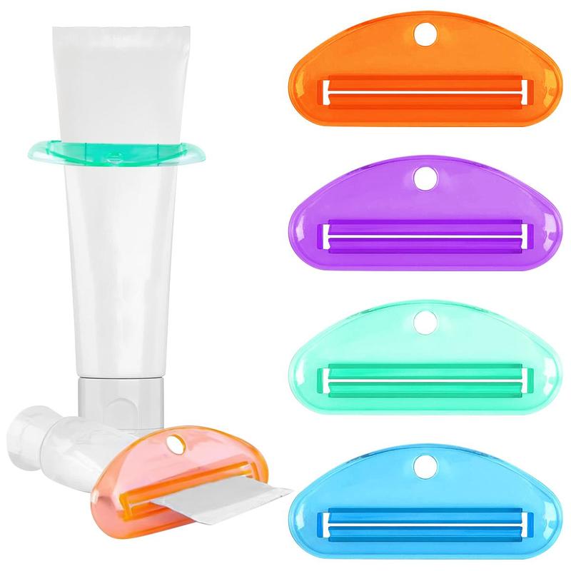 Toothpaste Squeezer, 4 Counts Manual Toothpaste Tube Clips, Multifunctional Facial Cleanser Dispenser, Cream Tube Squeezer, Bathroom Accessories