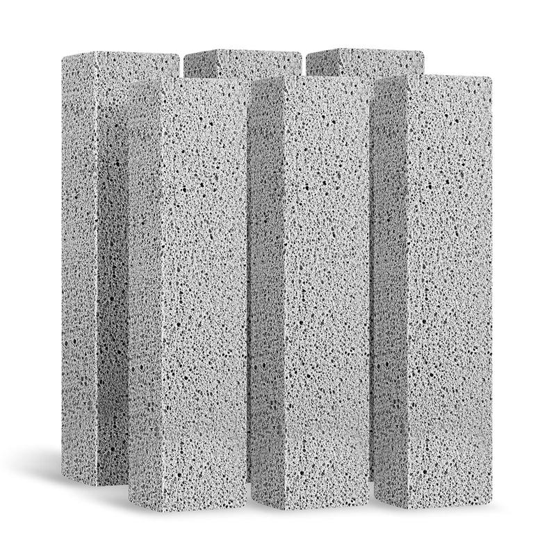 6-Pack pumice stone sticks for toilet bowl cleaning. Powerfully cleans hard water rings, calcium buildup, and stains. Suitable for cleaning toilets, bathtubs, kitchen sinks, and grills.