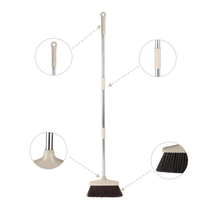 FGY Broom and Dustpan Set with Extended Handle for Indoor and Pet - Brown