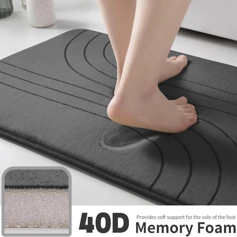 5PCS Memory foam gray bathroom carpet set, super absorbent bathroom mat set, anti-skid machine wash and quick dry, bathroom mat set(81*51+61*43+61*51+51*117+45*39cm)