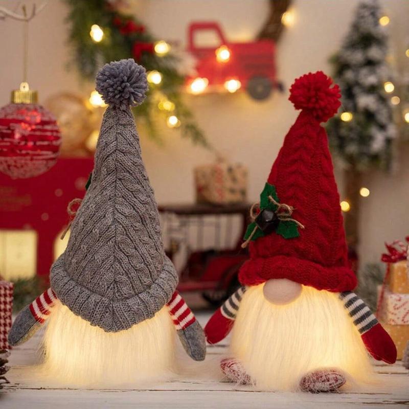 Light Up Christmas Gnome Doll, 1 Count Battery Operated LED Winter Tabletop Decoration, Festive Holiday Light Decoration, New Year Glowing Faceless Doll [without Battery]