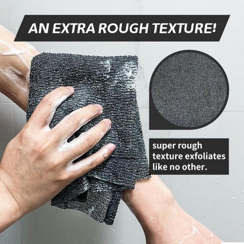 Exfoliating Washcloth Towel [3 Pack], Japanese Exfoliating Bath Wash Cloth for Body Exfoliation, Korean Back Scrubber Washer for Shower, African Net Sponge Brush Loofah Exfoliator (Gray)(Creative Life Pavilion) Accessories