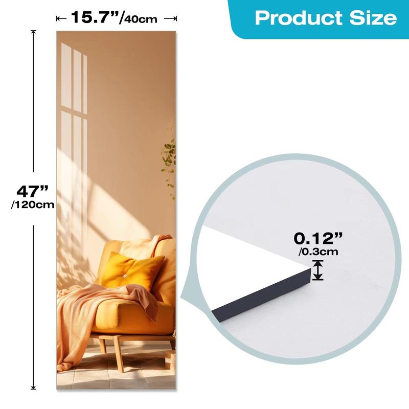 Full Length Mirror,Acrylic Soft Mirror,High Definition Soft Mirror, A Seamless Full-Length Mirror, Suitable for Your Home Porch,Living Room, Bedroom, Home Gym (Lagre 47.25