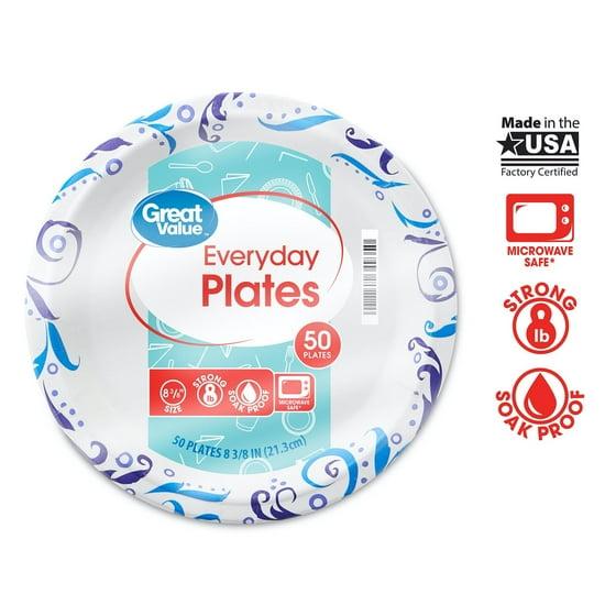 8.5 Inch Everyday Disposable Paper Plates, Pack of 100