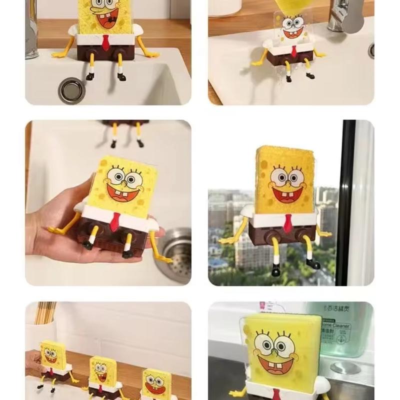 SpongeBob Sponge Holder with Sponge Kitchen Essentials Bathroom Organizer - Home Organizer home accessory Racks Gift