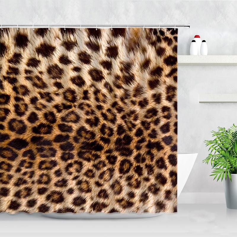 Leopard Shower Curtains African Wild Animal Pattern 3D Printing Modern Fashion Home Decor Waterproof Bathroom Curtain With