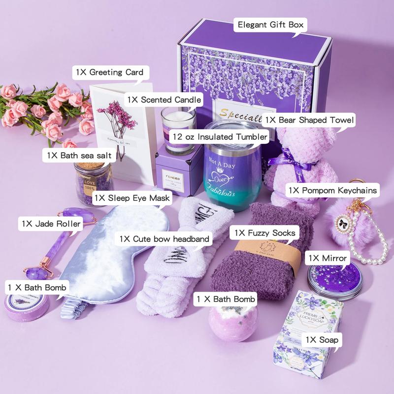 Birthday Gifts for Women,Gifts for Her Purple Gifts Basket for Women Happy Birthday Lavender Relaxing Gift Set Self Care Package  Female Gift Ideas Birthday Presents Female Friendship Gifts