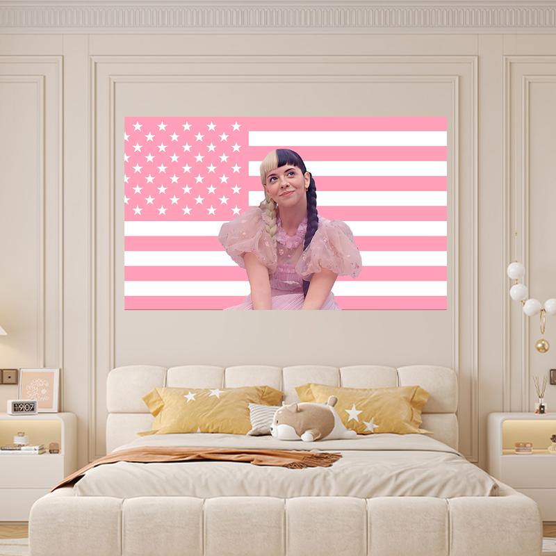 Melanie Martinez Pink American Flag 3X5 ft Flag Cry Baby Crybabies Pop Artist Motivational Inspirational Office Gym Wall Dorm Decor Design with 4 Grommets