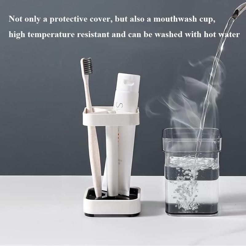 Toothbrush Holder with Cover, 3 Slots Toothbrush and Toothpaste Holder, Bathroom Counter Organizer for Electric Toothbrushes, Toothbrush Holder Only