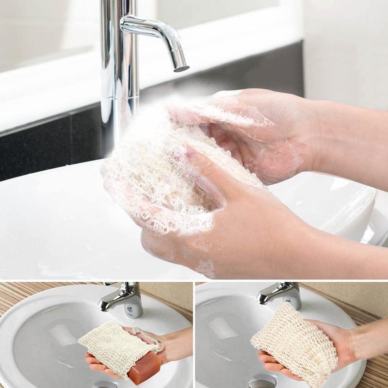 Soap Bag, 5 Pack Natural Sisal Soap Saver, Zero Waste Plastic-Free Soap Net, Foaming and Drying The Soap, Massage, Peeling bathroom ware Gift