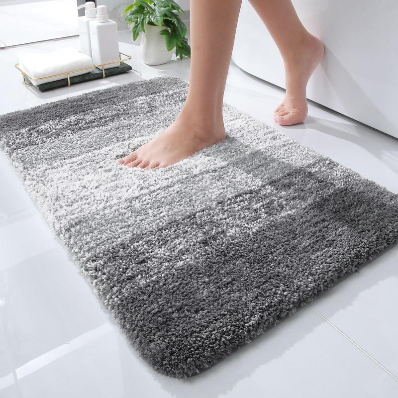 Luxury Bathroom Rug Mat 24x16, Extra Soft and Absorbent Microfiber Bath Rugs, Non-Slip Plush Shaggy Bath Carpet, Machine Wash Dry, Bath Mats for Bathroom Floor, Tub and Shower, Grey