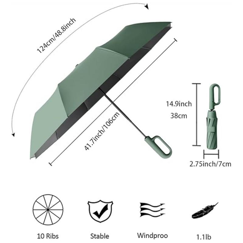 Travel Folding Golf Umbrella Automatic Open Close,Lightweight Compact Portable Backpack Car Parasol Outdoor,Sun Rain,Men Women Carabiner Handle Design