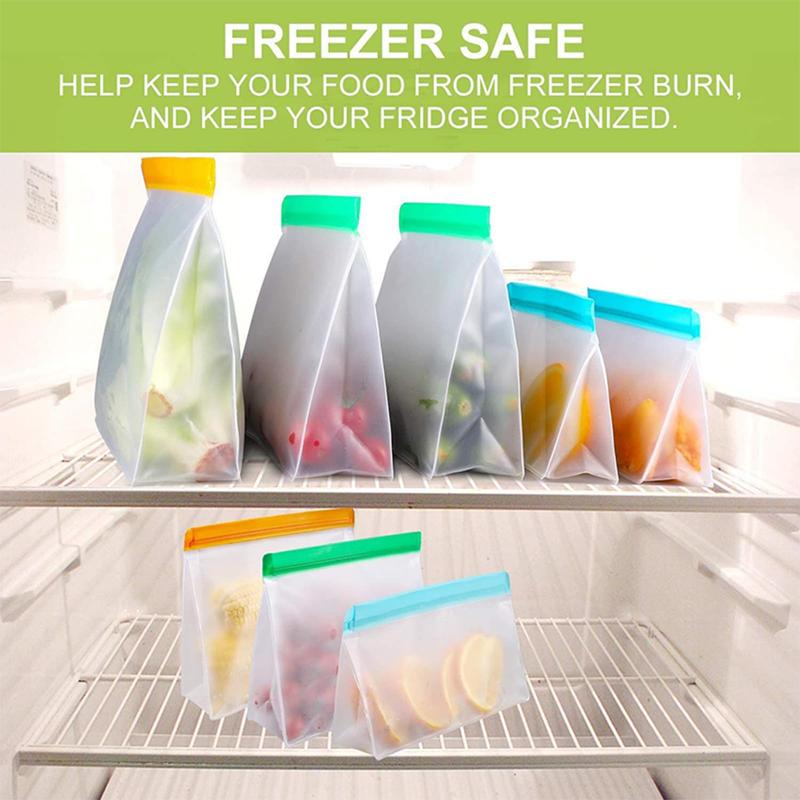 Reusable Food Storage Bags Stand Up, 10 Pcs Ziplock Reusable Freezer Bags, Leakproof Storage Gallon Bags, Reusable Food Bags, Sandwich Bags, Reusable Snack Bags