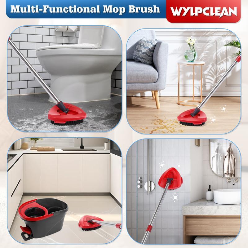 Spin Mop Replacements Head Compatible with Ocedar EasyWring 1-Tank System,Microfiber Spin Mop Refills Head,1 Mop Scrub Brush + 1 Mop Base + 5 Pack Cleaning Floor Mop Head