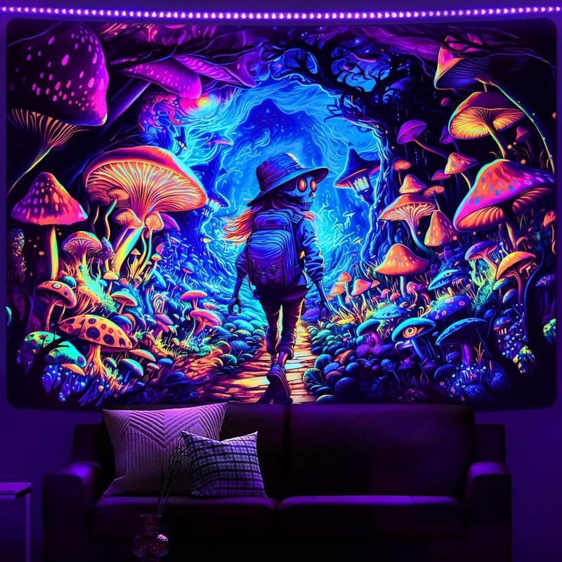 UV Glow Skull Tapestry - Cool Eye-catching Wall Decor for Teen Bedrooms