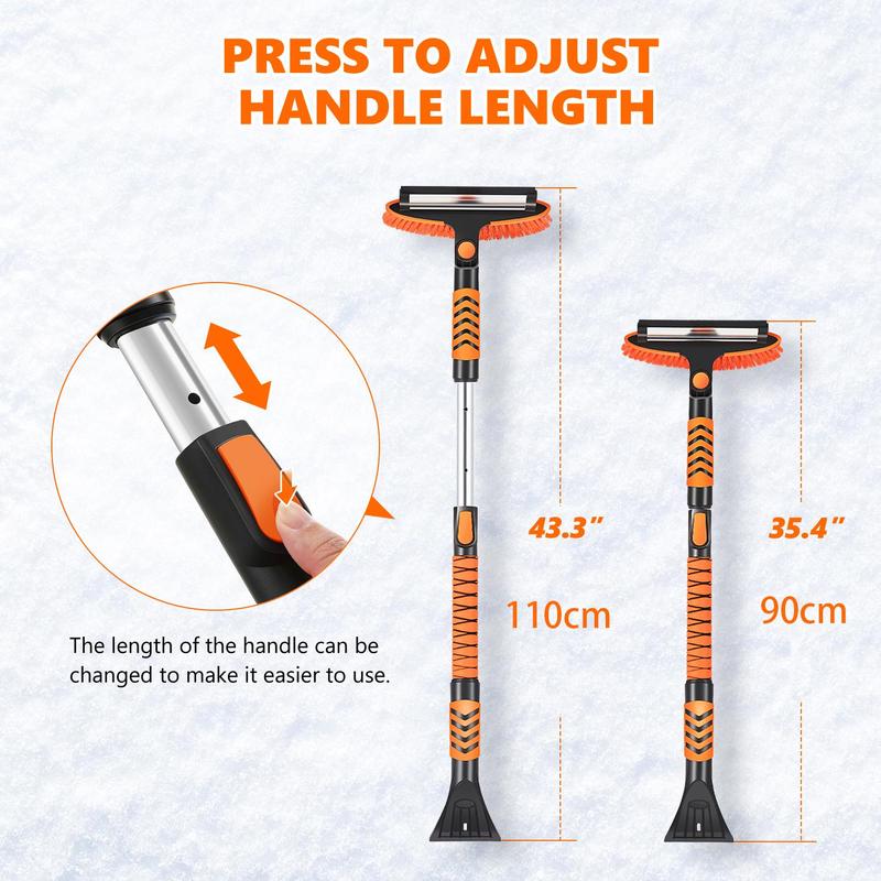 Retractable Car Snow Brush, Winter Car Snow Removal Tool, Ergonomic Foam Handle Car Ice Scraper, Durable ABS & PVC Car Wash Accessories