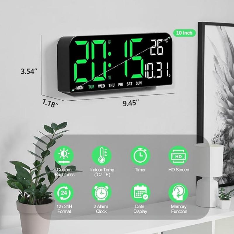 New Large Screen Alarm Clock, Simple LED Desktop Clock, Creative Large Size Desk Clock Hung Clock,Timing and countdown double analog multi-functional desk table clock digital led wall inteligente clock