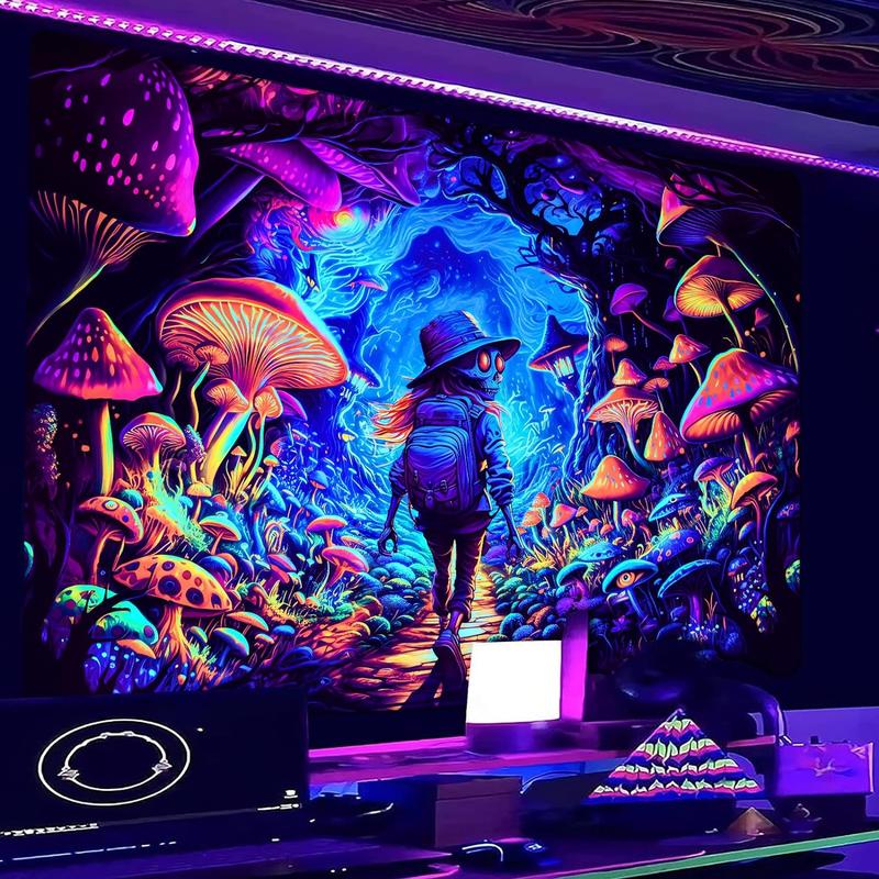 UV Glow Skull Tapestry - Cool Eye-catching Wall Decor for Teen Bedrooms