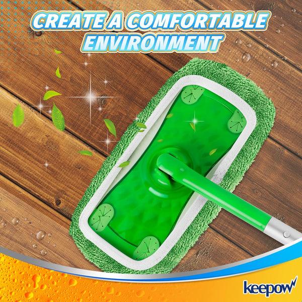 KEEPOW 5701M Reusable Green Cotton Pads for All 10 Inches Flat Mop (mop is not include)