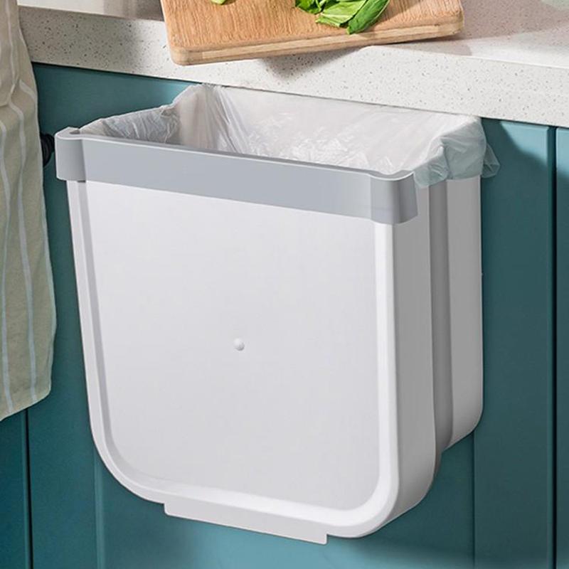 WeGee Kitchen Trash can Home Foldable Wall-Mounted Small Trash can Simple Cabinet Door Dedicated White