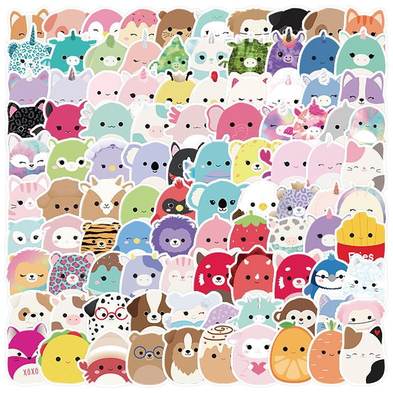 100 Sheets Set Cartoon Animal Series DIY Sticker, Mixed Pattern Decorative Graffiti Sticker For Wall Water Bottle Skateboard Helmet Car Bike